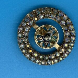 Antique Multicolor Crystal Brooch